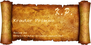 Krauter Primusz névjegykártya